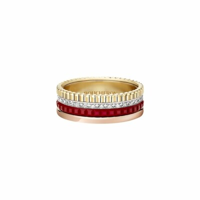 Bague Boucheron Quatre Red Edition Small en or jaune, blanc et rose, diamants et céramique