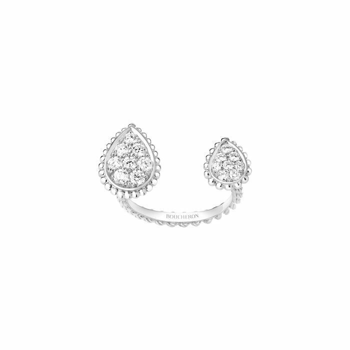 Boucheron Serpent Bohème ring, 2 paved diamonds patterns on white gold