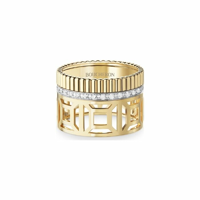 Boucheron Quatre Radiant Edition Openwork GM ring, yellow gold and diamonds