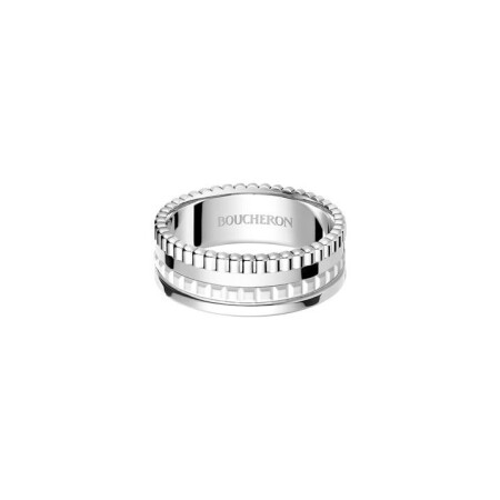 Bague Boucheron Quatre Double White Edition Small en or blanc et céramique blanche