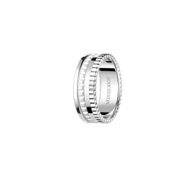 Bague Boucheron Quatre Double White Edition Small en or blanc et céramique blanche