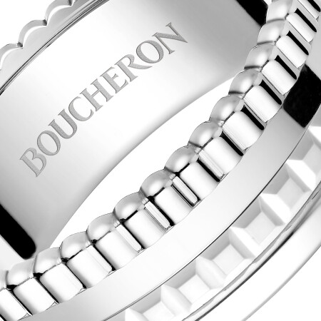 Bague Boucheron Quatre Double White Edition Small en or blanc et céramique blanche