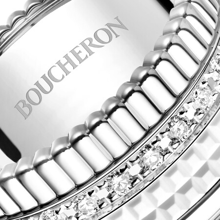 Bague Boucheron Quatre Double White Edition Large en or blanc, céramique blanche et diamants