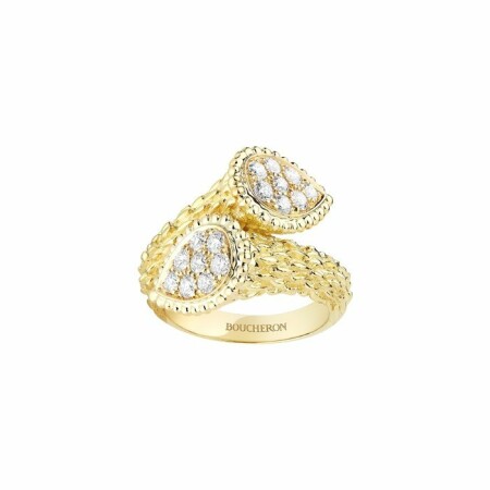 Boucheron Serpent Bohème Toi & Moi ring, S pattern in yellow gold and diamonds