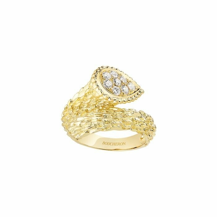 Boucheron Serpent Bohème ring, S pattern in yellow gold and diamonds