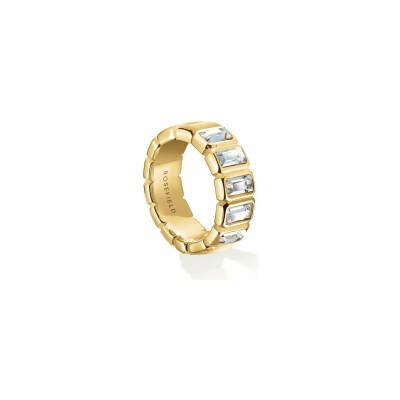 Bague Rosefield octogonale en acier doré iconique, taille 54