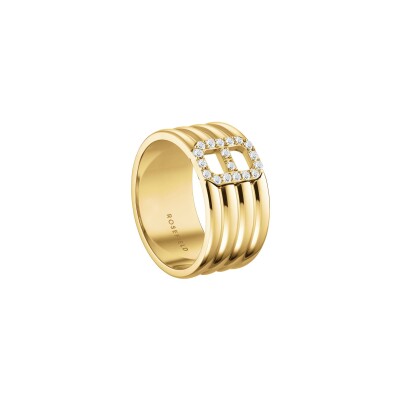 Bague Rosefield Fine Octagon en acier doré et zircon, taille 56