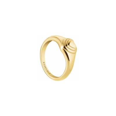 Mini Bague Rosefield cœur bombé strié en acier doré, taille 52