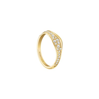 Bague Rosefield Pavé en acier doré, taille 48