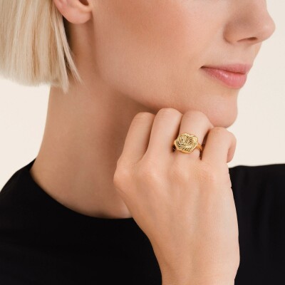 Bague Rosefield nœud torsadé en acier doré, taille 54