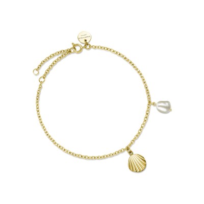 Bracelet Rosefield coquillage et perle en acier doré 