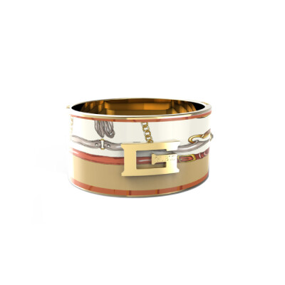 Bracelet jonc Guess Foulard en acier doré imprimé ceinture, 30mm