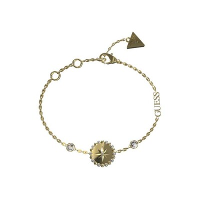 Bracelet Guess Monete en acier doré, forme rose des vents et oxydes de zirconium