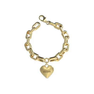 Bracelet Guess Falling In Love en acier doré, forme cœur, oxydes de zirconium