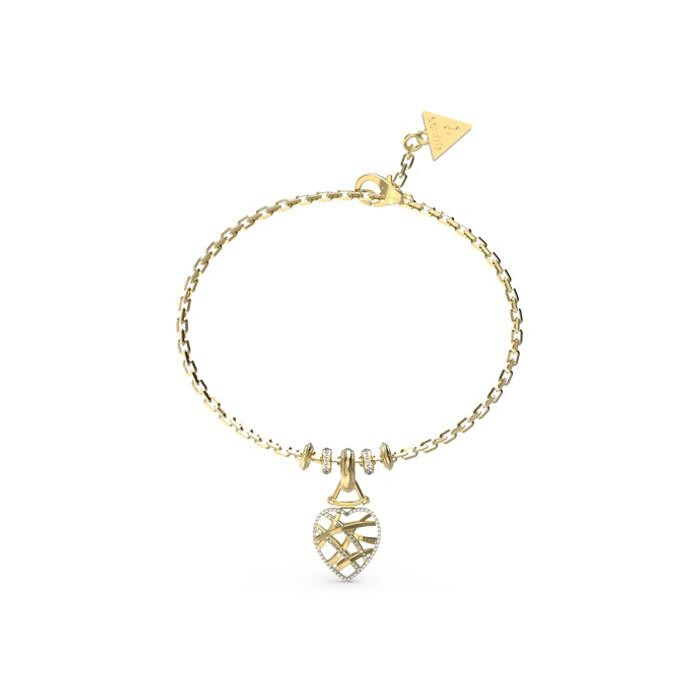 Bracelet Guess Heart Cage en métal doré et oxydes de zirconium