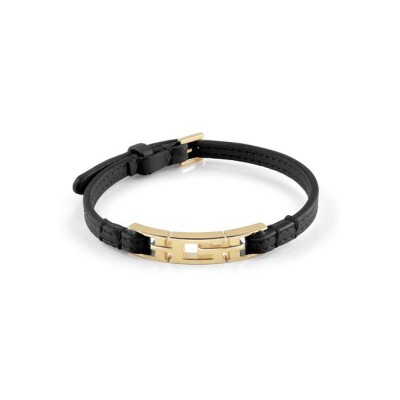 Bracelet Guess G Kelly en acier doré et cuir