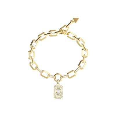 Bracelet Guess Crystal Love en acier doré et zircon cubique