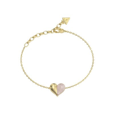 Bracelet Guess True Colors en acier doré et pierre rose