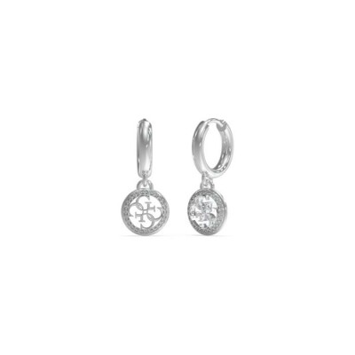 Boucles d'oreilles Guess Life In 4G en acier rhodié et oxydes de zirconium, 30mm