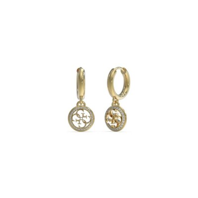 Boucles d'oreilles Guess Life In 4G en acier doré et oxydes de zirconium, 30mm