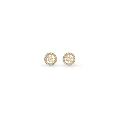 Boucles d'oreilles Guess Studs Party en acier doré et oxydes de zirconium, 12mm