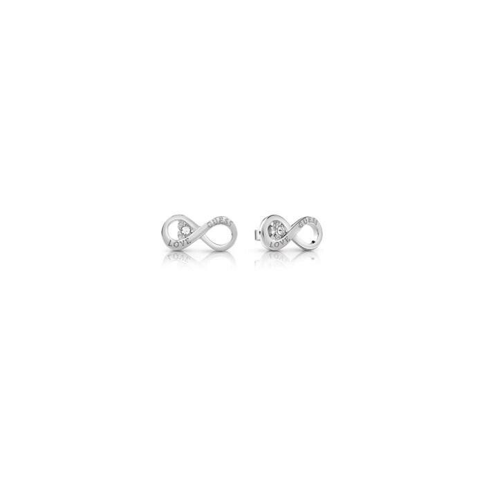 Boucles d'oreilles Guess Studs Party en acier rhodié, forme infinity, oxydes de zirconium, 12mm