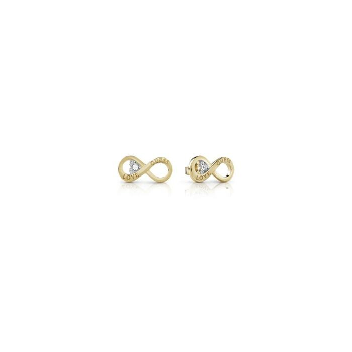 Boucles d'oreilles Guess Studs Party en acier doré, forme infinity, oxydes de zirconium, 12mm