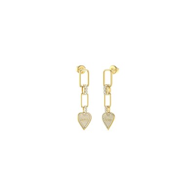 Boucles d'oreilles pendantes Guess Love Me Tender en acier doré