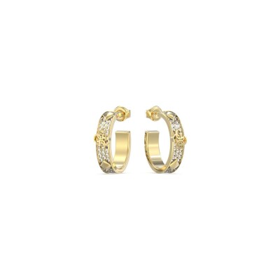 Boucles d'oreilles Guess 4G Forever en acier doré et zircons