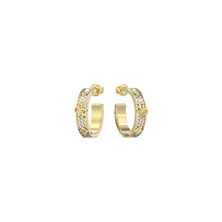 Boucles d'oreilles Guess 4G Forever en acier doré et zircons