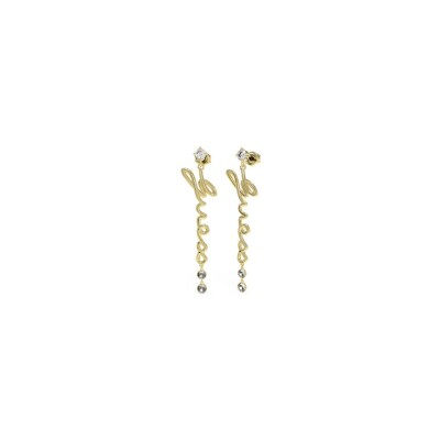 Boucles d'oreilles pendantes Guess Say My Name en acier doré