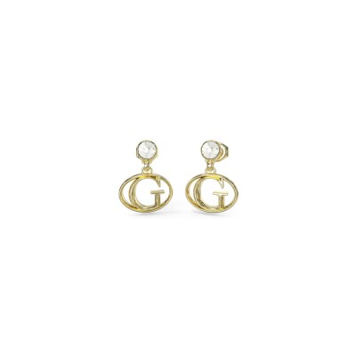 Boucles d'oreilles Guess Rivoli en acier doré et zircons