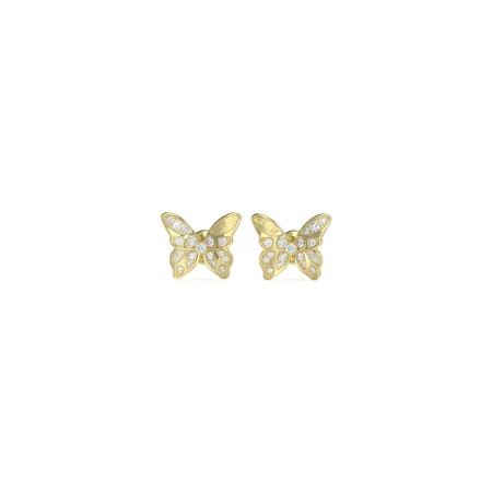 Boucles d'oreilles Guess All You Need Is Love en acier doré et zircons