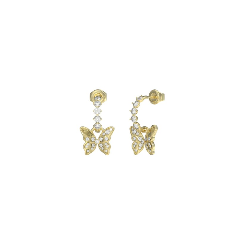 Boucles d'oreilles Guess All You Need Is Love en acier doré et zircons