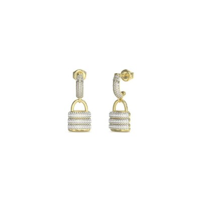 Boucles d'oreilles Guess en acier doré et zircon