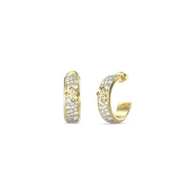 Boucles d'oreilles Guess 4G Supreme en acier doré et zircon cubique