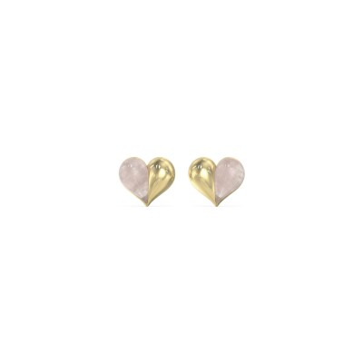 Boucles d'oreilles Guess True Colors en acier doré et pierre rose