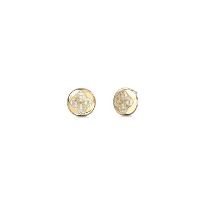 Boucles d'oreilles Guess Spinning Bloom en acier doré et zircon cubique