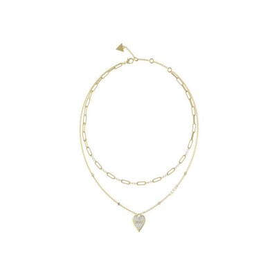 Collier Guess Love Me Tender en acier doré et zircons