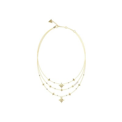 Collier Guess Guess In The Sky en acier doré et zircons