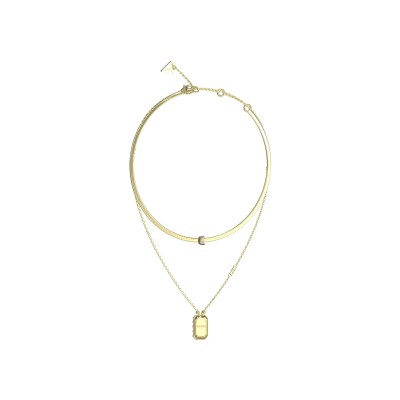 Collier Guess Racer Tag en acier doré et zircons