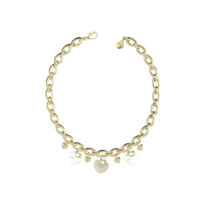 Collier Guess Crazy In Love en acier doré et zircons