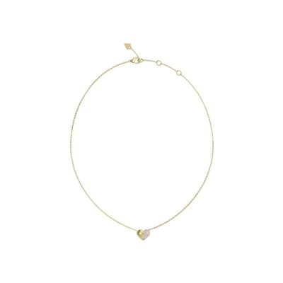 Collier Guess True Colors en acier doré et pierre rose
