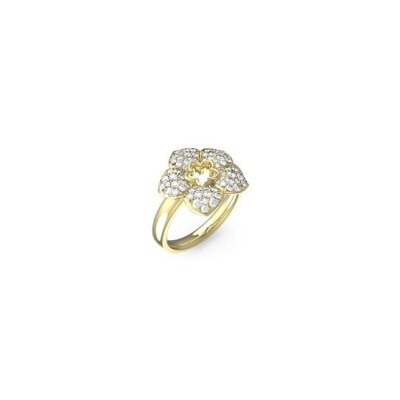 Bague Guess  en acier doré et zircons, taille 54