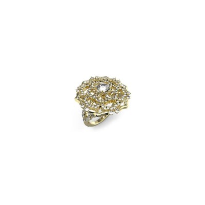 Bague Guess  en acier doré et zircons, taille 52