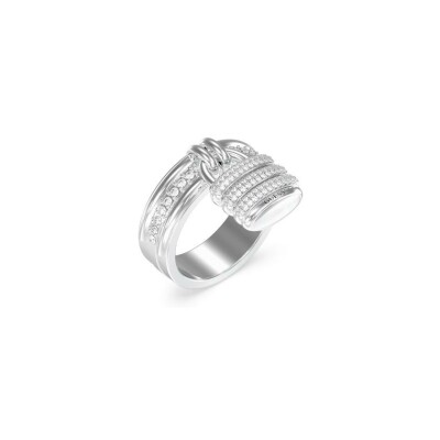 Bague Guess en acier et zircon