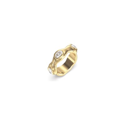 Bague Guess Divine en acier doré et zircon cubique, taille 54