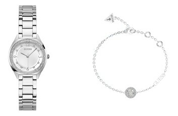 Coffret Montre & Bijou Guess en acier et zircon