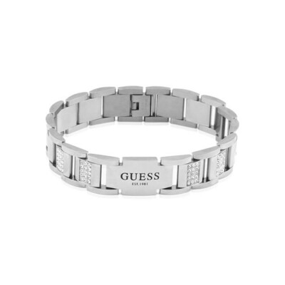 Bracelet Guess Frontiers en acier rhodié et oxydes de zirconium, 15mm