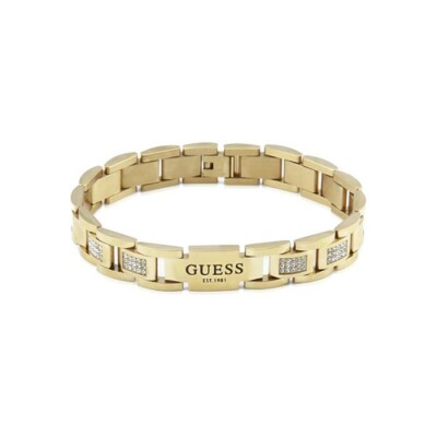 Bracelet Guess Frontiers en acier doré et oxydes de zirconium, 12mm